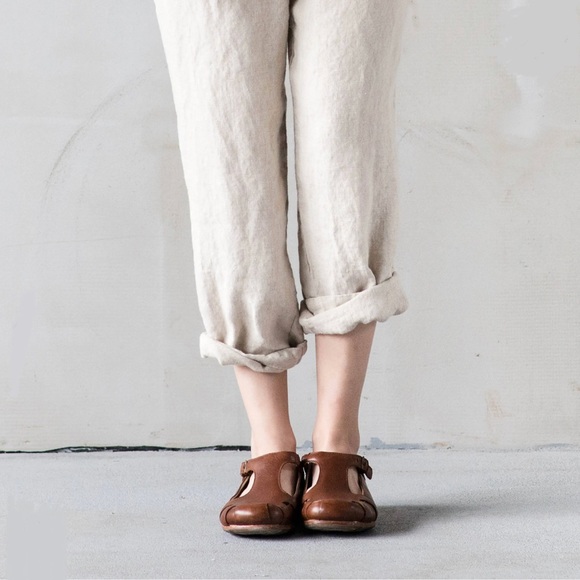 Korean-style Loose Linen Pants (beige) - Picture 3 of 3